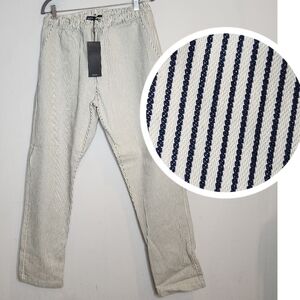 NWT Major Threads Zip Hem‎ Pin Stripe Canvas Denim Pull On Pants XL
